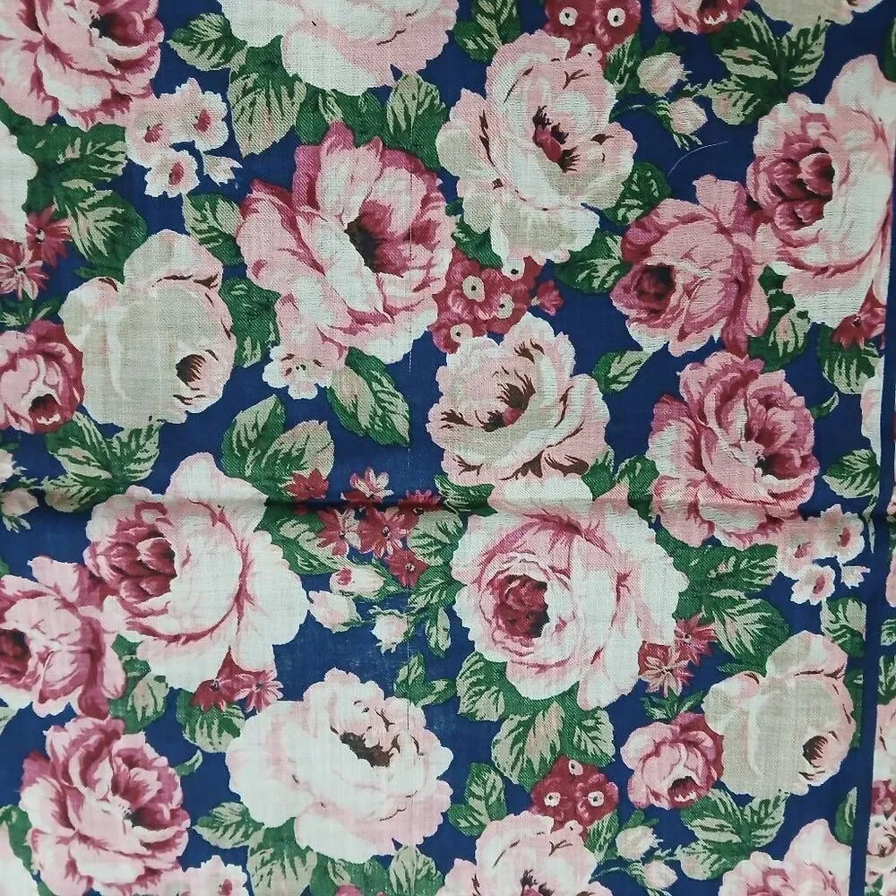 Axcess womens vintage Japanese fine wool square scarf floral pink blue